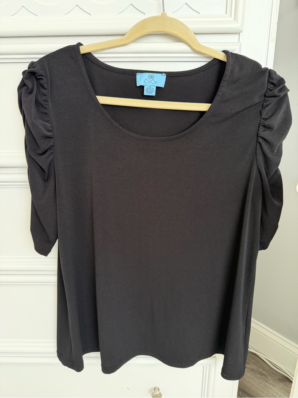 Cece Women’s Black Short Sleeve Blouse Size XL